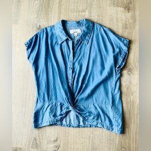 Now & Gen x Sonoma Chambray Twist Front Shirt Small